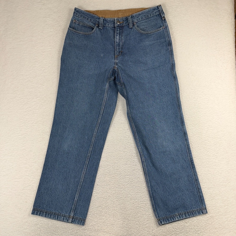 Duluth Trading Co Jeans Mens 35x30 (meas 33.5x29) Blue Relaxed Denim Straight